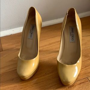 Used Jimmy Choo Stilettos nude/mustard yellow